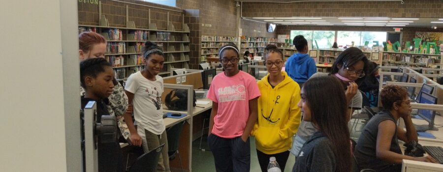 Circuits and Coding Summer Camp for Middle and High School Girls at the Detroit Public Library, Redford Branch.