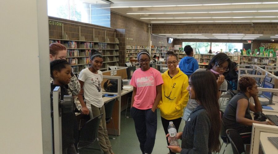 Circuits and Coding Summer Camp for Middle and High School Girls at the Detroit Public Library, Redford Branch.